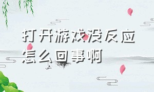 打开游戏没反应怎么回事啊