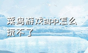 菜鸟游戏app怎么玩不了