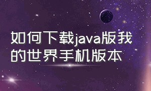 如何下载java版我的世界手机版本