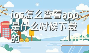 ios怎么查看app是什么时候下载的