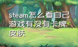 steam怎么看自己游戏有没有卡牌皮肤