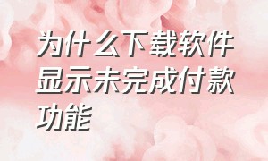 为什么下载软件显示未完成付款功能