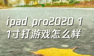 ipad pro2020 11寸打游戏怎么样