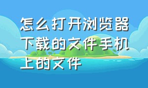 怎么打开浏览器下载的文件手机上的文件