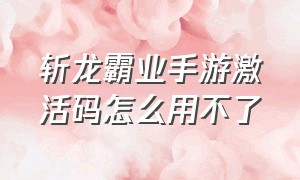 斩龙霸业手游激活码怎么用不了