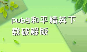 pubg和平精英下载破解版