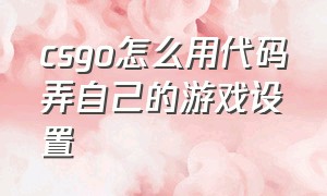 csgo怎么用代码弄自己的游戏设置