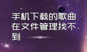 手机下载的歌曲在文件管理找不到