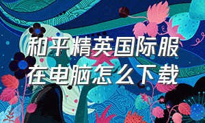 和平精英国际服在电脑怎么下载