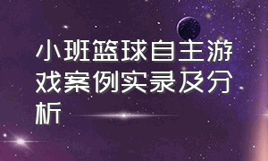 小班篮球自主游戏案例实录及分析