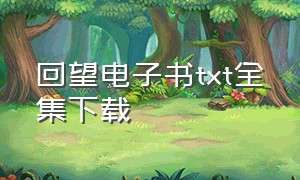 回望电子书txt全集下载