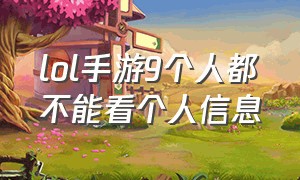 lol手游9个人都不能看个人信息