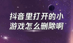 抖音里打开的小游戏怎么删除啊