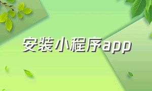 安装小程序app