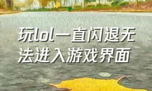 玩lol一直闪退无法进入游戏界面