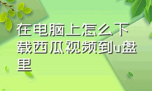 在电脑上怎么下载西瓜视频到u盘里