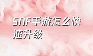 SNF手游怎么快速升级