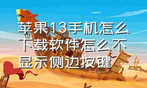 苹果13手机怎么下载软件怎么不显示侧边按键