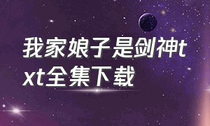 我家娘子是剑神txt全集下载