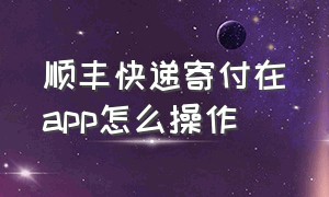 顺丰快递寄付在app怎么操作