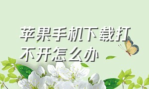 苹果手机下载打不开怎么办