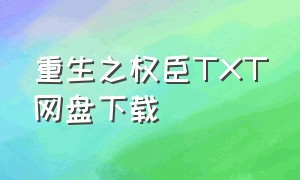 重生之权臣TXT网盘下载