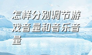 怎样分别调节游戏音量和音乐音量