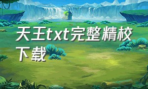 天王txt完整精校下载