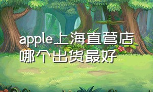 apple上海直营店哪个出货最好