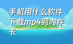 手机用什么软件下载mp4到内存卡