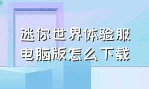 迷你世界体验服电脑版怎么下载