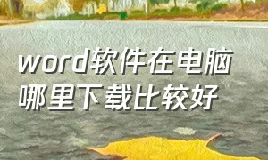 word软件在电脑哪里下载比较好