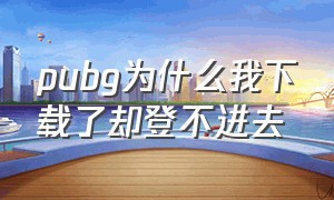 pubg为什么我下载了却登不进去