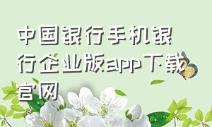 中国银行手机银行企业版app下载官网