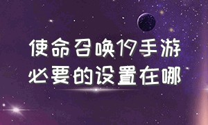 使命召唤19手游必要的设置在哪