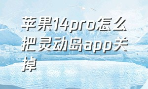 苹果14pro怎么把灵动岛app关掉