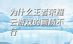 为什么王者荣耀云游戏的画质不行