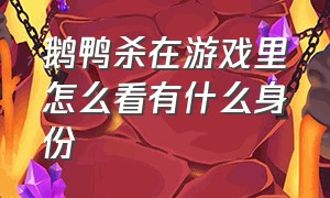 鹅鸭杀在游戏里怎么看有什么身份