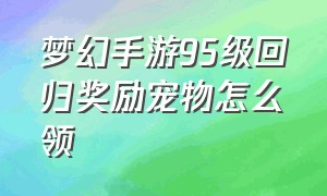 梦幻手游95级回归奖励宠物怎么领