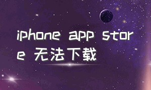 iphone app store 无法下载