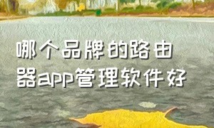 哪个品牌的路由器app管理软件好