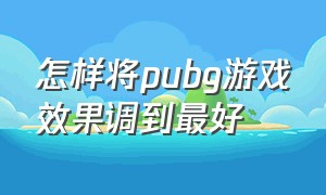 怎样将pubg游戏效果调到最好