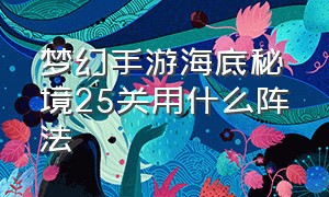 梦幻手游海底秘境25关用什么阵法