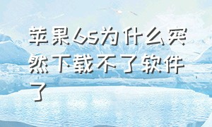 苹果6s为什么突然下载不了软件了