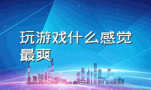 玩游戏什么感觉最爽