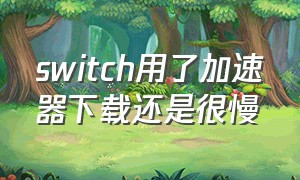 switch用了加速器下载还是很慢