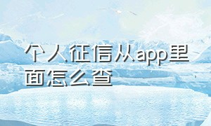 个人征信从app里面怎么查