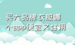 买大品牌衣服哪个app便宜又好用