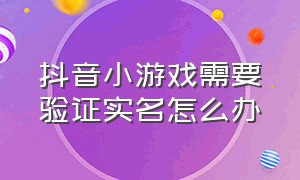 抖音小游戏需要验证实名怎么办