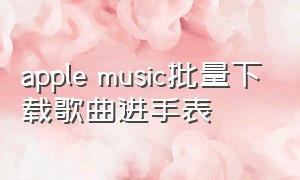 apple music批量下载歌曲进手表